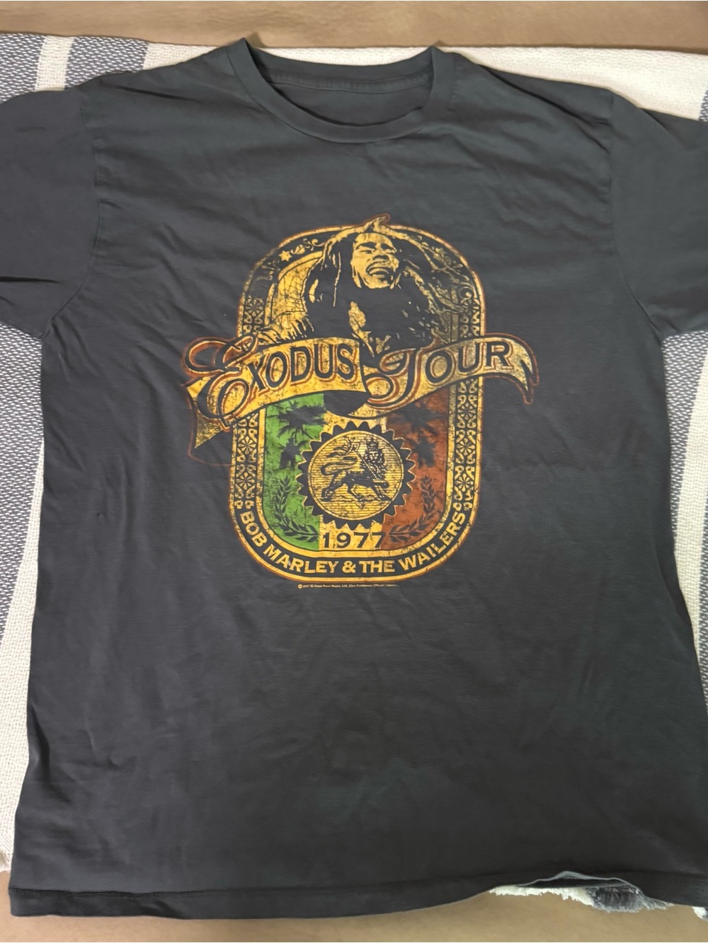 Zion Rootswear Black Tee with Yellow, Green & Red Rasta Graphic
